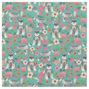 Schnauzer Hund zugeschnitten Ohren Vintage Blüten Stoff