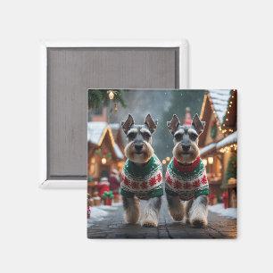Schnauzer Hunde Weihnachten Schnee Feiertag Magnet
