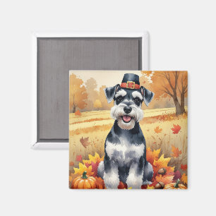 Schnauzer im Herbst hinterlässt Erntedank Art Magnet