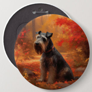 Schnauzer im Herbst Leaves Fall Inspiriert Button