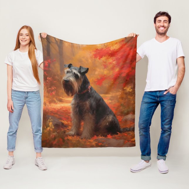 Schnauzer im Herbst Leaves Fall Inspiriert Fleecedecke (Beispiel)