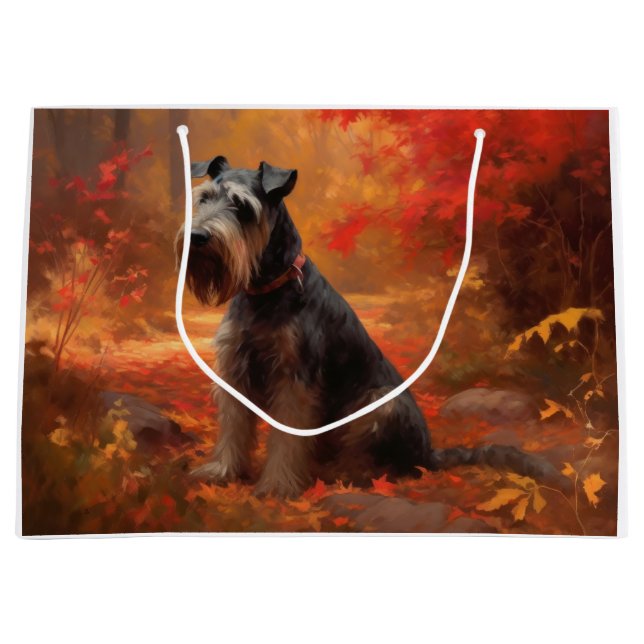 Schnauzer im Herbst Leaves Fall Inspiriert Große Geschenktüte (Vorderseite)