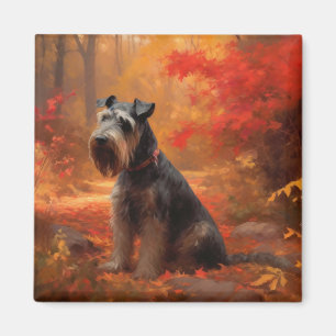 Schnauzer im Herbst Leaves Fall Inspiriert Magnet