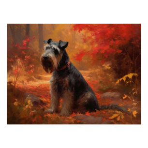 Schnauzer im Herbst Leaves Fall Inspiriert Poster
