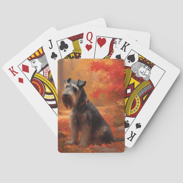 Schnauzer im Herbst Leaves Fall Inspiriert Spielkarten (Rückseite)