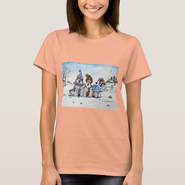 Schnauzer im Winter T-Shirt (Vorderseite)