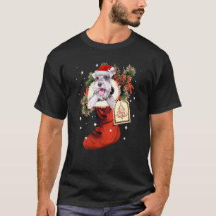 Schnauzer in Sock Weihnachts-Weihnachtsmannmütze X T-Shirt