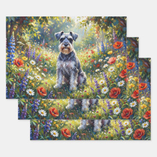Schnauzer in Wildflower Meadow Decoupage Geschenkpapier Set