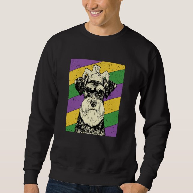 Schnauzer Jester Mardi Gras Dog Mom or Dad Sweatshirt (Vorderseite)