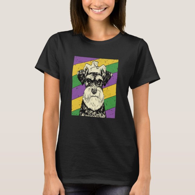 Schnauzer Jester Mardi Gras Dog Mom or Dad T-Shirt (Vorderseite)