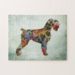 Schnauzer Jigsaw Puzzle Dog Floral on Green<br><div class="desc">Schnauzer Hund mit einem schäbigen Blumenmuster-Profil auf einem strukturierten grünen Hintergrund. Ein hübsches Geschenk für einen Haustierbesitzer.</div>