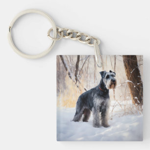 Schnauzer Lass es schneien Weihnachten Schlüsselanhänger