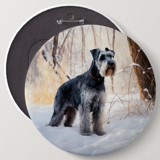 Schnauzer Let It Schnee Weihnachten Button (Vorne & Hinten)