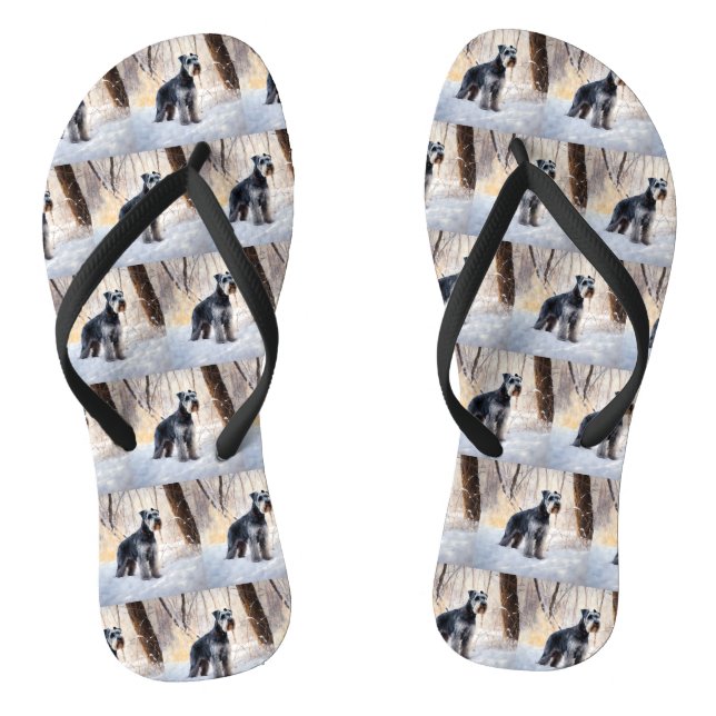 Schnauzer Let It Schnee Weihnachten Flip Flops (Fußbett)