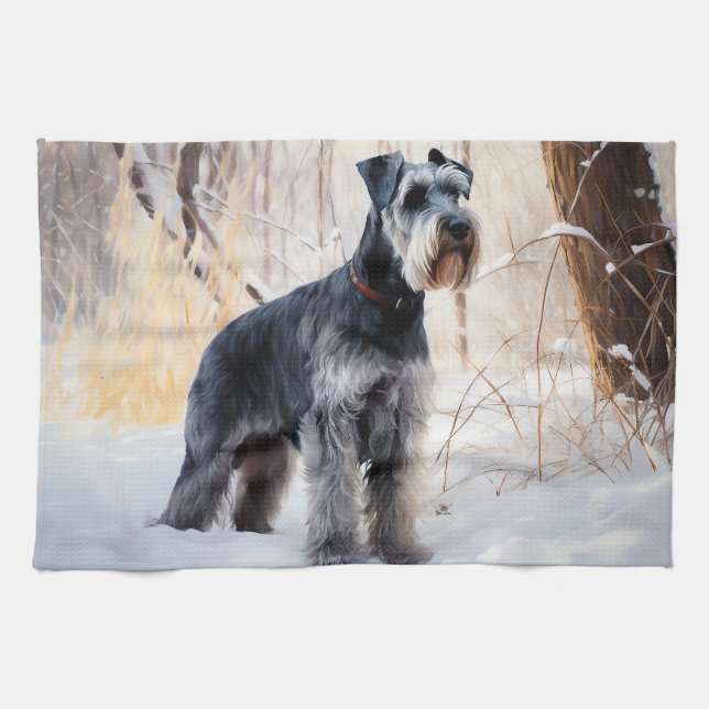 Schnauzer Let It Schnee Weihnachten Geschirrtuch (Horizontal)