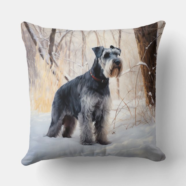Schnauzer Let It Schnee Weihnachten Kissen (Rückseite)