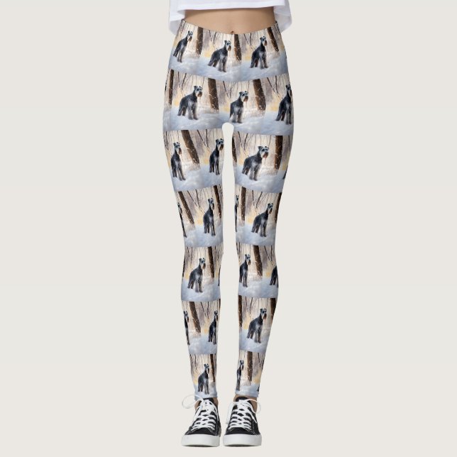 Schnauzer Let It Schnee Weihnachten Leggings (Vorderseite)