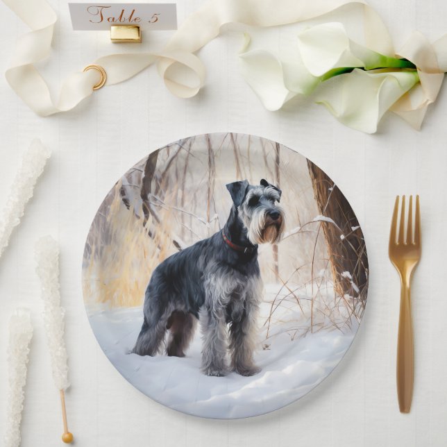 Schnauzer Let It Schnee Weihnachten Pappteller (Hochzeit)