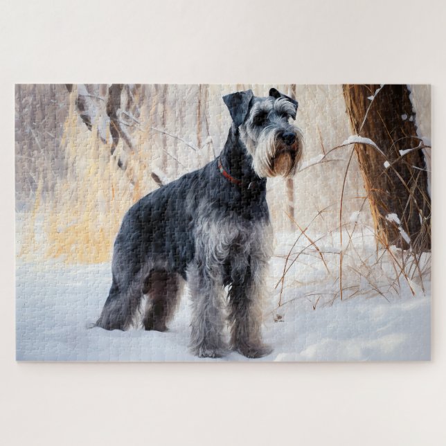 Schnauzer Let It Schnee Weihnachten Puzzle (Horizontal)