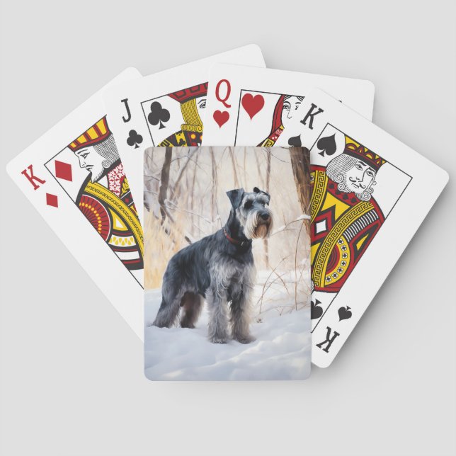 Schnauzer Let It Schnee Weihnachten Spielkarten (Rückseite)