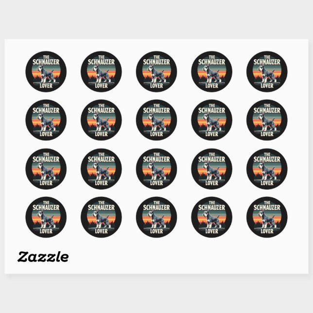 Schnauzer Lover - Retro Dog Design Runder Aufkleber (Blatt)