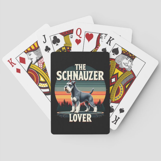 Schnauzer Lover - Retro Dog Design Spielkarten (Rückseite)