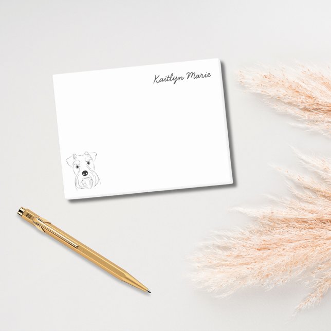 Schnauzer Lover Simple Black & White Personalisier Post-it Klebezettel (Schnauzer Lover Simple Black & White Personalized Post-it Notes)