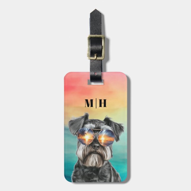 Schnauzer Luggage Tags Gepäckanhänger (Vorderseite vertikal)
