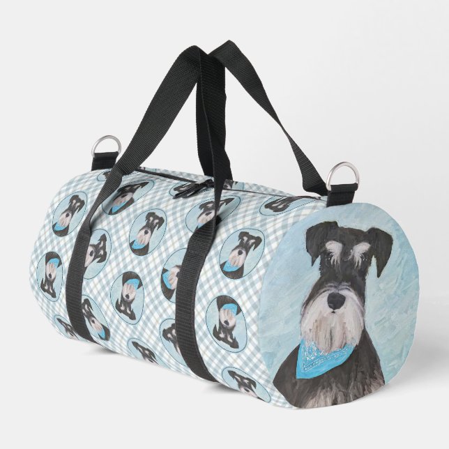 Schnauzer-Malerei Miniatur Unzugeschnittener Haust Duffle Bag (Linke Seite)