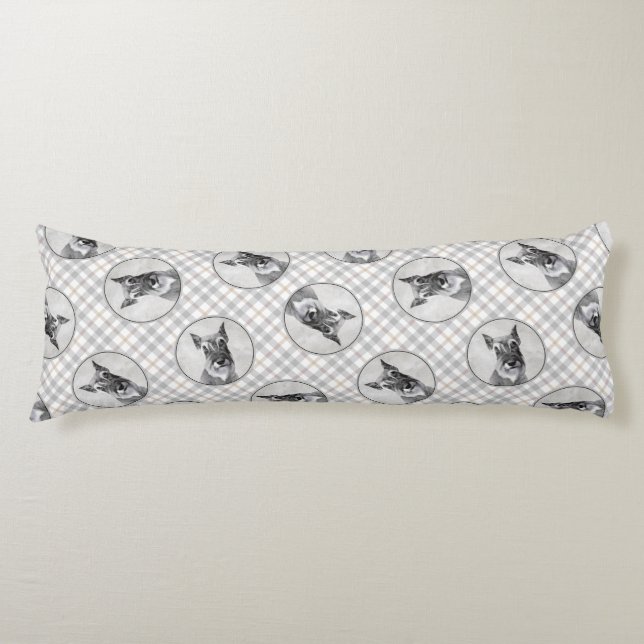 Schnauzer Malerei Riesenkroppe Original Dog Art Seitenschläferkissen (Vorderseite)