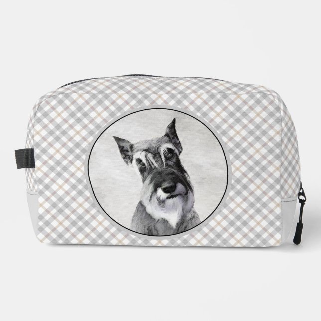 Schnauzer Malerei Riesenkroppe Original Dog Art Waschbeutel (Vorderseite)