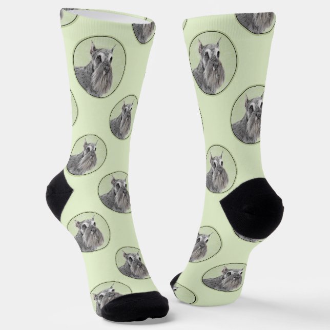 Schnauzer Malerei Riesenkulptur Hundkunst Socken (Gewinkelt)