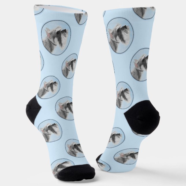 Schnauzer Malerei Riesenkulptur Hundkunst Socken (Gewinkelt)