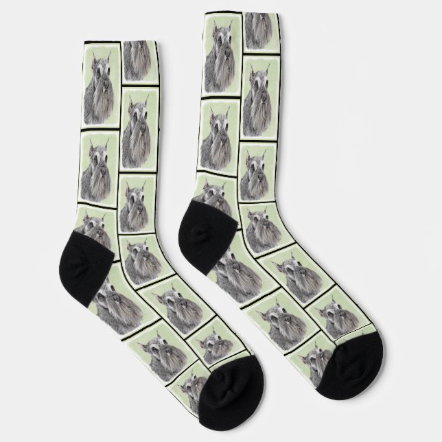 Schnauzer Malerei Riesenkulptur Hundkunst Socken (Rechts)