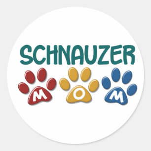 SCHNAUZER Mama Paw Print 1 Runder Aufkleber