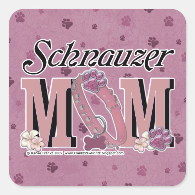 Schnauzer-MAMA Quadratischer Aufkleber (Vorderseite)