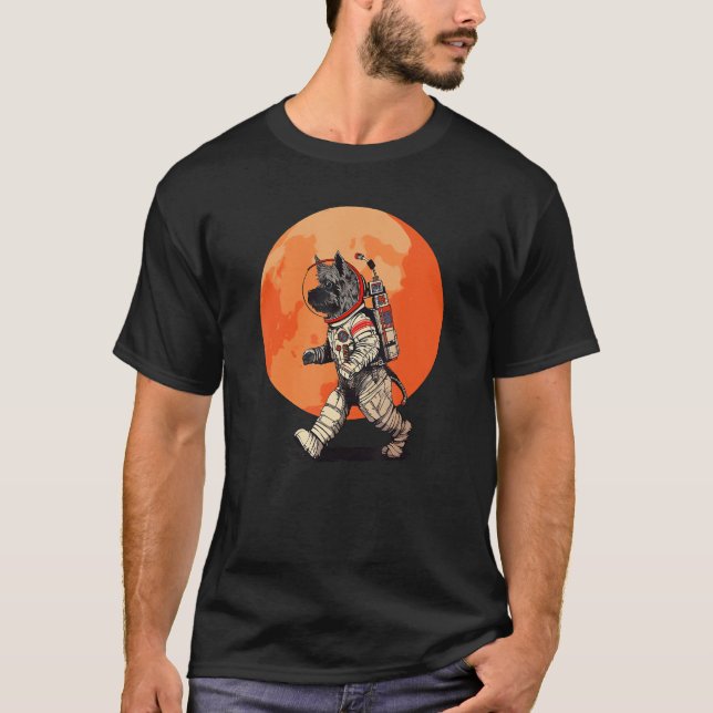 Schnauzer Mars Funny Dog Astronaut T-Shirt (Vorderseite)