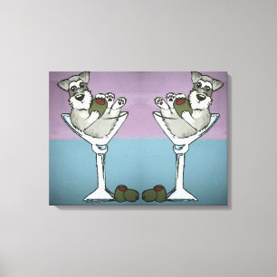 Schnauzer Martini Doppelte Leinwand Kunst