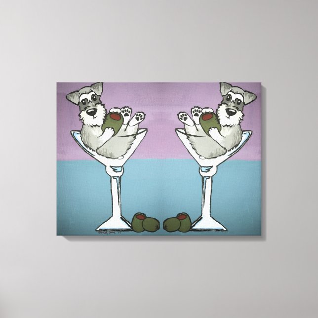 Schnauzer Martini Doppelte Leinwand Kunst (Vorderseite)