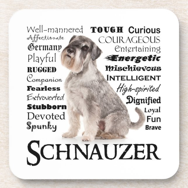 Schnauzer-Merkmal-Untersetzer-Set Getränkeuntersetzer (Vorderseite)