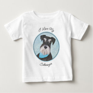 Schnauzer (Miniatur) Malerei - Niedlicher Original Baby T-shirt