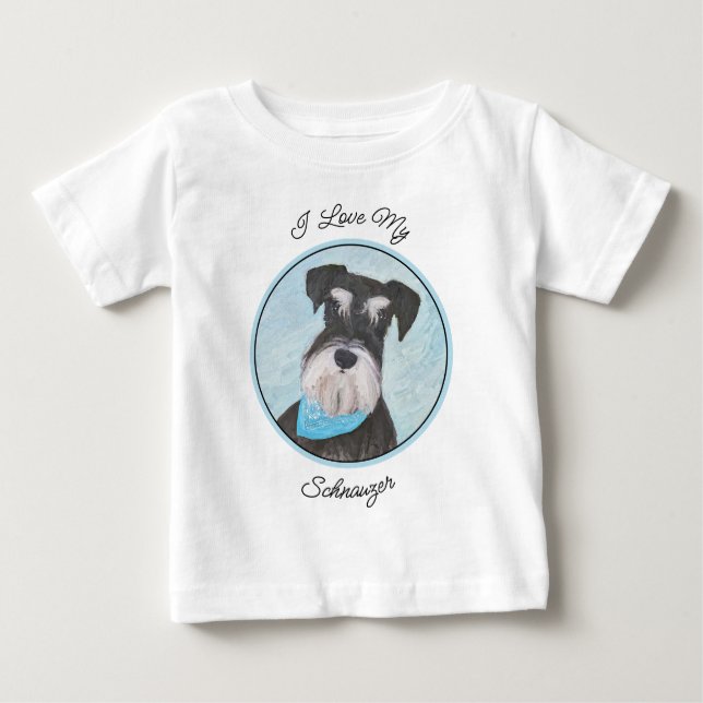 Schnauzer (Miniatur) Malerei - Niedlicher Original Baby T-shirt (Vorderseite)