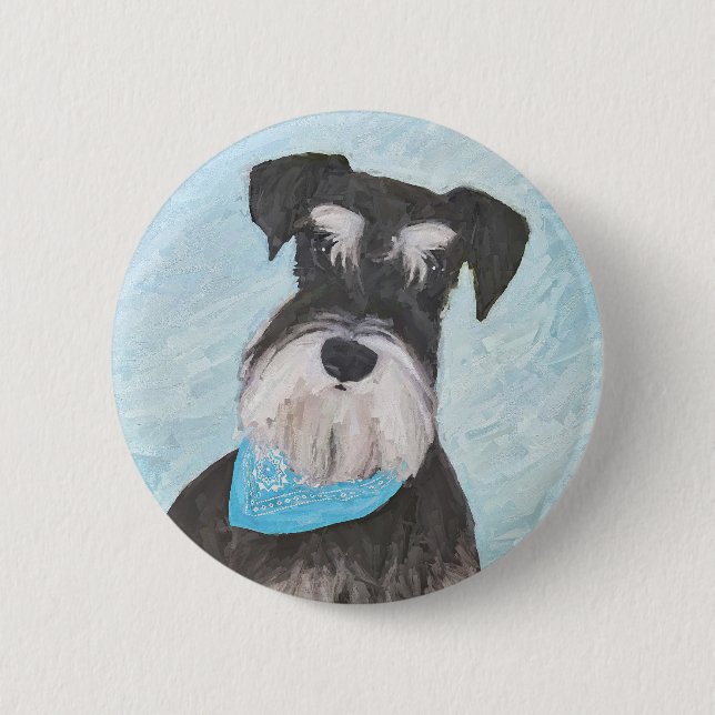 Schnauzer (Miniatur) Malerei - Niedlicher Original Button (Vorderseite)