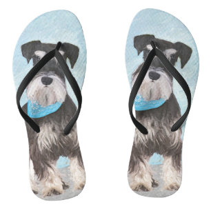 Schnauzer (Miniatur) Malerei - Niedlicher Original Flip Flops