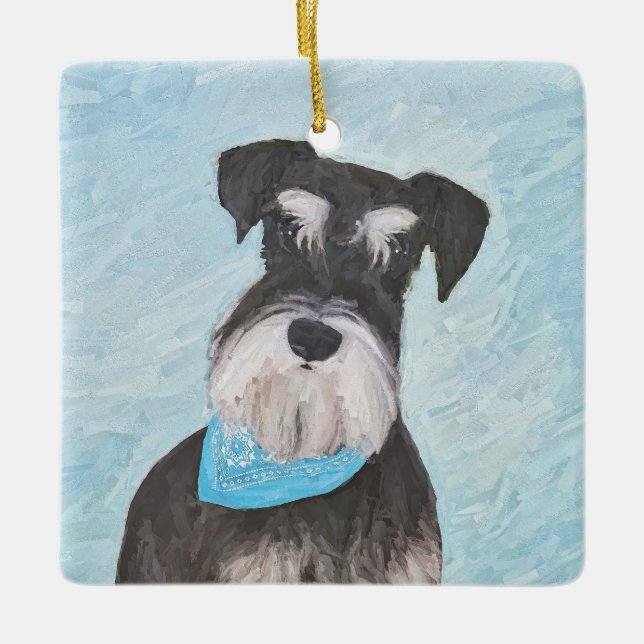 Schnauzer (Miniatur) Malerei - Niedlicher Original Keramikornament (Vorderseite)