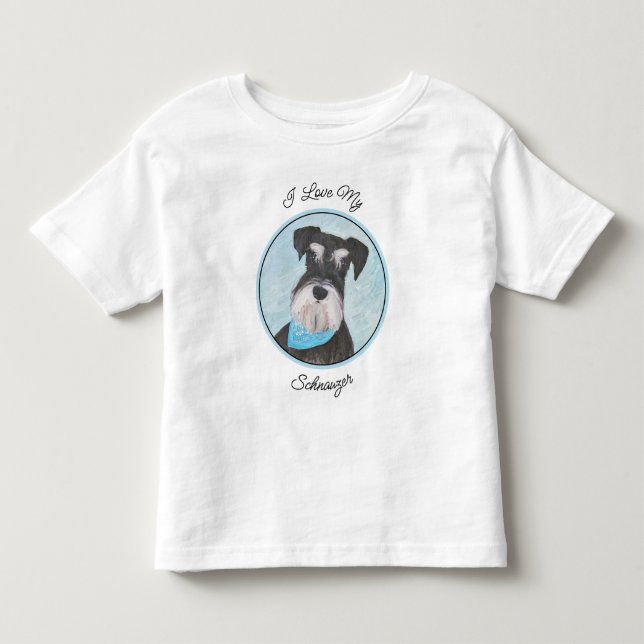 Schnauzer (Miniatur) Malerei - Niedlicher Original Kleinkind T-shirt (Vorderseite)