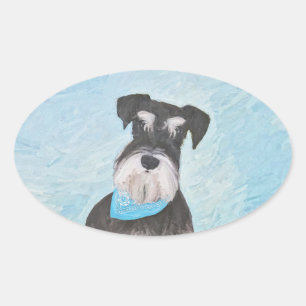 Schnauzer (Miniatur) Malerei - Niedlicher Original Ovaler Aufkleber