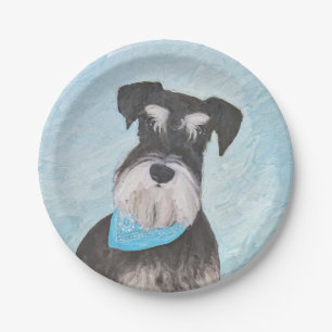 Schnauzer (Miniatur) Malerei - Niedlicher Original Pappteller