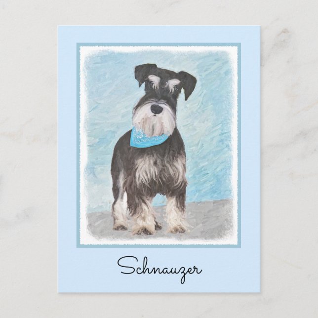 Schnauzer (Miniatur) Malerei - Niedlicher Original Postkarte (Vorderseite)