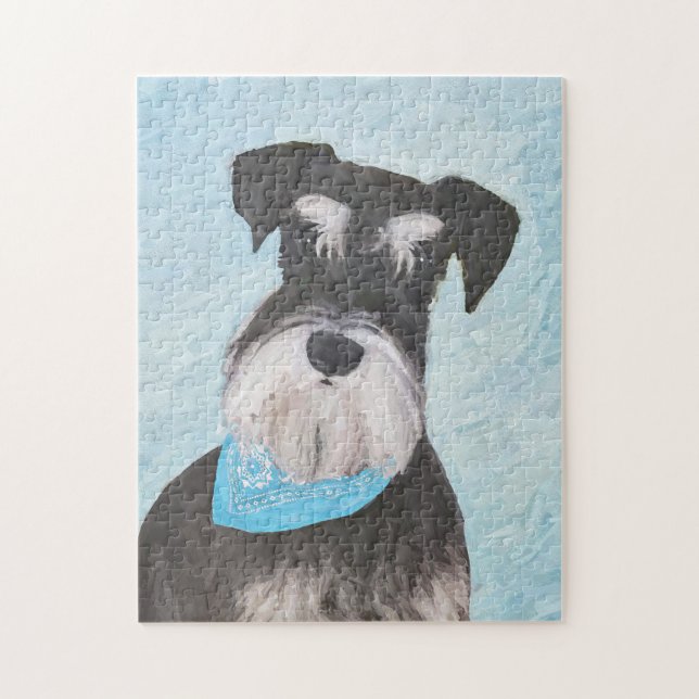 Schnauzer (Miniatur) Malerei - Niedlicher Original Puzzle (Vertikal)